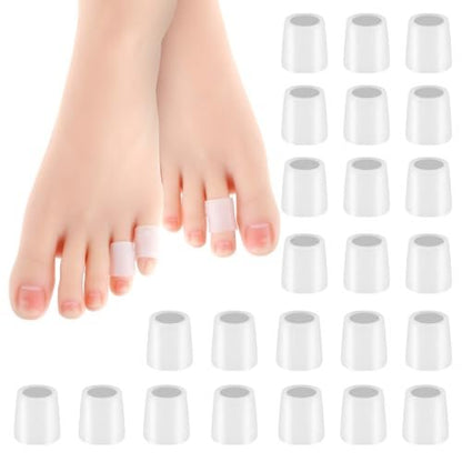 24 Pcs Silicone Toe Sleeves, Soft Gel Protector Toe Cushions Cuttable Pinky Toe Sleeves Protectors Corn Protectors Toe Tube Pads for Hammer Toe Stubbed Toe Corns Calluses Protect