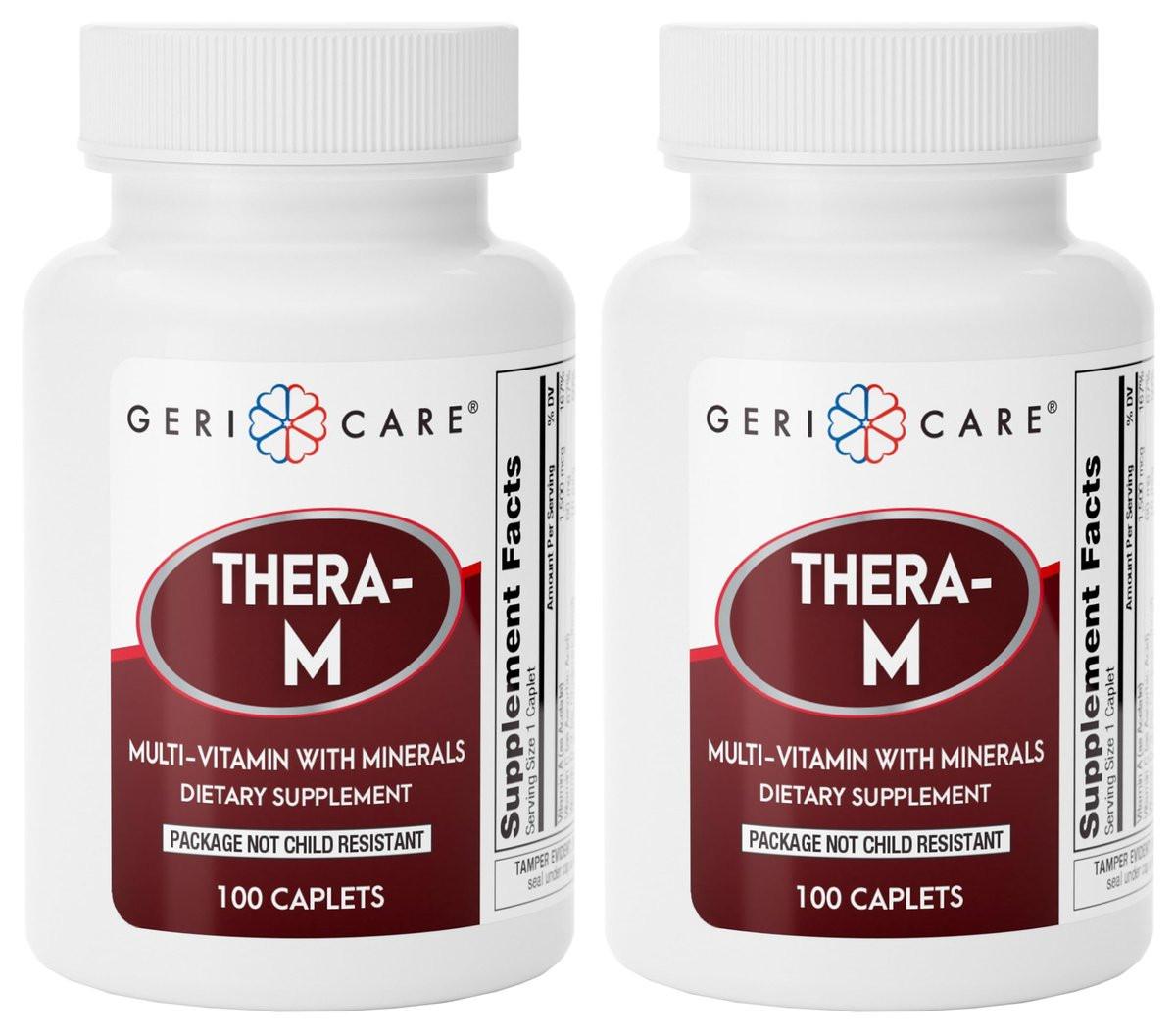 GeriCare Thera M Multivitamin Caplets, Blend of Vitamins and Minerals to Ensure Maximum Nutritional Support Antioxidant Protection Supplement, 100 Count (Pack of 2) - görsel 1