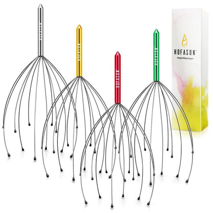 HOFASON Head Scratcher Stocking Stuffers for Adults Women Men Teen Girls Boys, 4pcs Head Massager Scalp, Funny White Elephant Gifts, Christmas Bulk Gifts for Mom Dad Him Her Birthday Gift Prizes