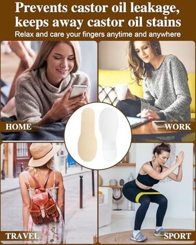 Uwbettry 10pcs Castor Oil Pack Wrap for Fingers, Reusable Castor Oil Compress Pack for Finger and Thumb, Soft Organic Cotton, Self Adhesive Adjustable Finger Wraps - görsel 10