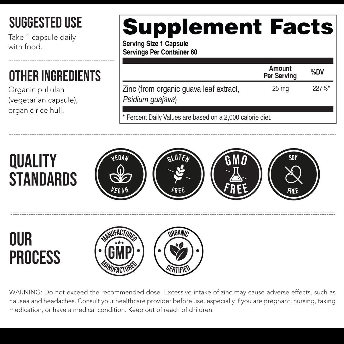 Organic Zinc 25 mg | Whole Food Zinc Supplements | Derived from Organic Fruit, Elemental Zinc - Water Extracted, Vegan, GMO-Free - Essential Mineral, Antioxidant, Immune Support, Skin - 60 Servings - görsel 11