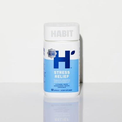 Habit Stress Relief Supplement 2 Pack (120 Capsules) - New Look, Supports Relaxation & Mood Balance, Vitamin B, Adaptogens, Lemon Balm, Calming, Vegan, Non-GMO