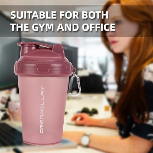 CREAWELLAY 2 Pack Shaker Bottles for Protein Mixes, 17 oz Small Protein Shaker Bottle with Handle, Gym Shaker Cups with Blending Ball for Pre Workout, BPA-Free & Dishwasher Safe (Black, Pink) - görsel 2