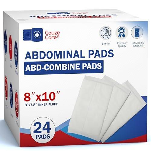 GauzeCare Sterile Abdominal-ABD Combine Pads | 24-Pack, 8x10 Inches | Extra Absorbent & Thick, Individually Wrapped Wound Dressing, First Aid Pads | Surgical-Grade, Nonstick for Heavy Leakage, Post Op - görsel 9