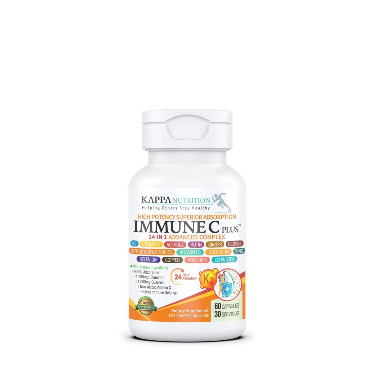 KAPPA NUTRITION Quercetin 1,000mg, Vitamin C 1,000mg, Zinc 50mg, Vitamin D3 5,000iu, Selenium, Copper, Acerola, Ginger, Rutin, Bitter Orange, Rose Hips, Echinacea, Immune C Plus, 14 in 1 Immune C Plus (60 Count) - görsel 5