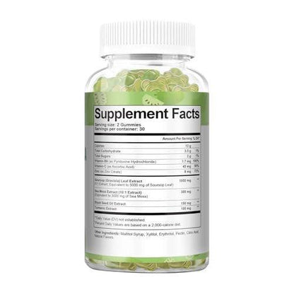 Totaria Sugar Free Soursop Oil Graviola Sea Moss Gummies - Support Digestive Sleep Skin Health, Immunity & Antioxidant - Guanabana Fruit with Sea Moss, 150mg Black Seed Oil Organic Non-GMO Vegan