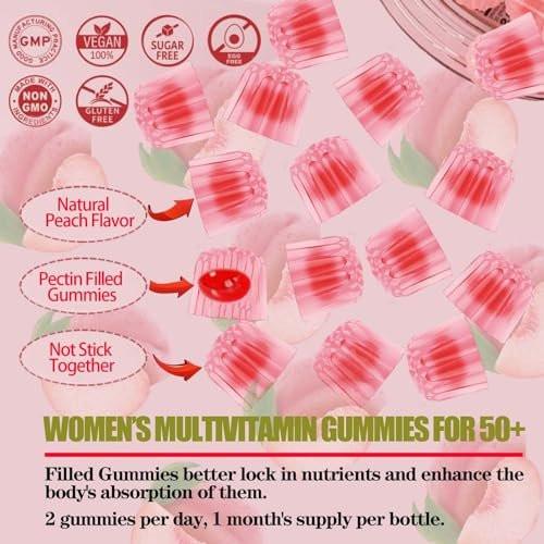 ZEGBALP Sugar-Free Womens Multivitamin 50 Plus Gummies with Calcium, Magnesium, Zinc, Vitamin A, C, D3, E, K2, B Complex, Folate, Biotin - Multi Vitamins & Minerals for Skin, Energy, Immune Support - görsel 3
