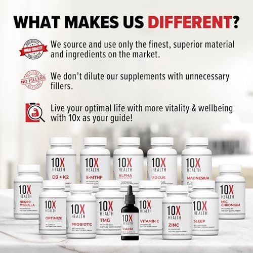 10X Health Magnesium Citrate Supplement - High-Absorption Magnesium for Sleep, Muscle Function & Nerve Support - 60 Capsules (2 Month Supply) - görsel 13
