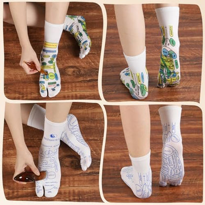 Worive Reflexology Socks Set with Tools, 2 Pairs Foot Massage Socks Chiro Acupressure Acupuncture Massage Tool Trigger Point Pain Relief Remedy Acupoint Birthday Gifts for Women