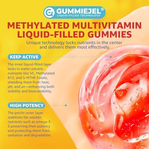 Kids Multivitamin Gummies with Iron, Sugar Free, Daily Vitamins + Probiotics, Algae Omega 3 (EPA/DHA), A, C, D, Methyl B12, Folate, B6, Zinc, Biotin, for Healthy Growth, Immune Support, 60 Count - görsel 4