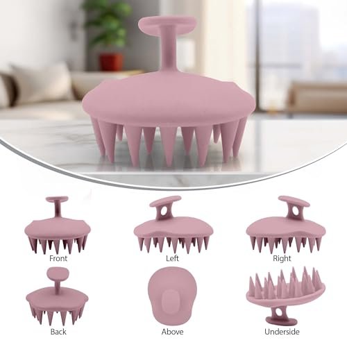 Fiora Naturals Scalp Massager Shampoo Brush - Silicon Scalp Scrubber & Exfoliator for Dandruff Removal and Hair Growth, Brush for Wet & Dry Hair, for Men, Women, Kids - BPA Free (Blush) - görsel 6