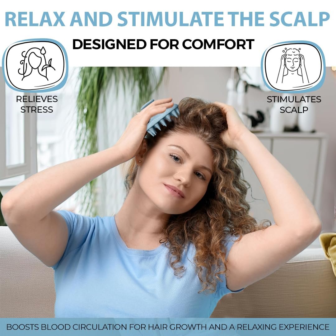 Fiora Naturals Scalp Massager Shampoo Brush - Silicon Scalp Scrubber & Exfoliator for Dandruff Removal and Hair Growth, Brush for Wet & Dry Hair, for Men, Women, Kids - BPA Free - görsel 10