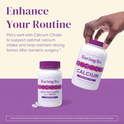 BariMelts Bariatric Multivitamin with Iron - 1 Month Supply (60 Fast-Dissolving Tablets) - Sugar-Free - Post-Op Bariatric Vitamins - Natural Blueberry Flavor - görsel 4