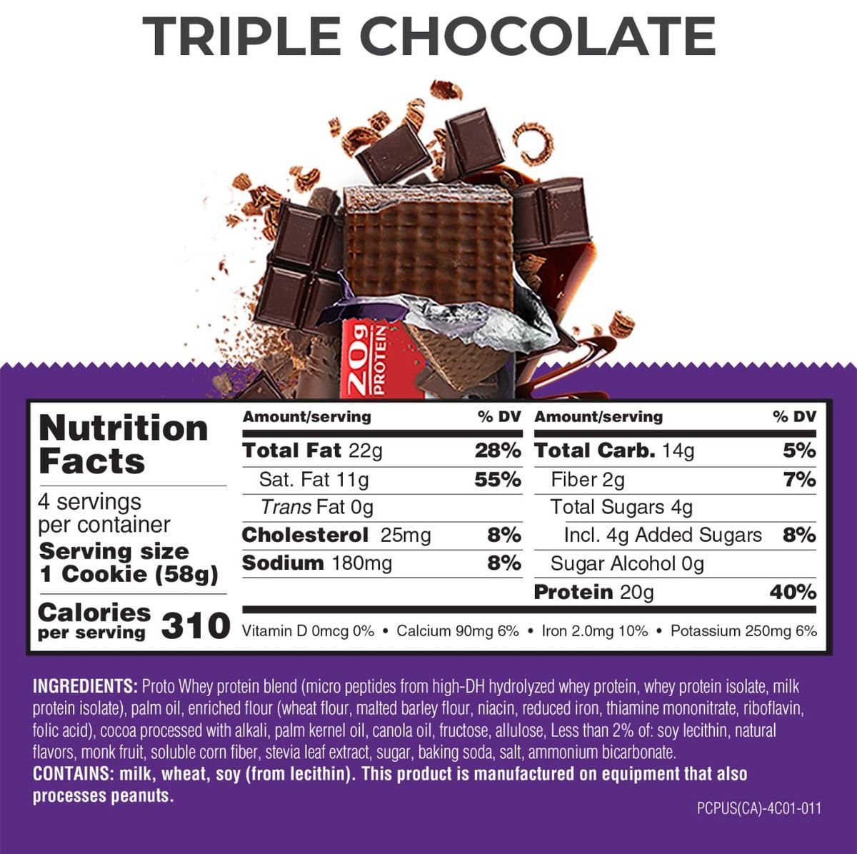 Power Crunch PRO Protein Wafer Bars, High Protein Snacks with Delicious Taste, Triple Chocolate, 2.0 Ounce (4 Count) - görsel 6