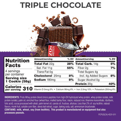 Power Crunch PRO Protein Wafer Bars, High Protein Snacks with Delicious Taste, Triple Chocolate, 2.0 Ounce (4 Count)