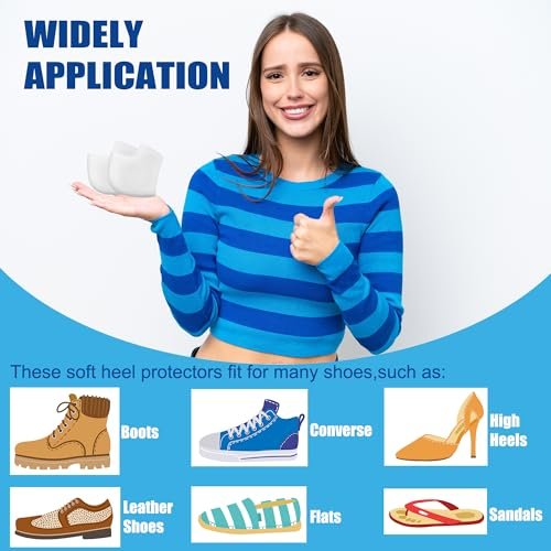 Wonderwin Gel Heel Cups, Breathable Heel Protectors for Cracked Heels, Heel Spurs, Plantar Fasciitis, Medical-Grade Heel Cups for Men & Women's Heel Pain Relief (Clear), 2 Pairs - White - görsel 13