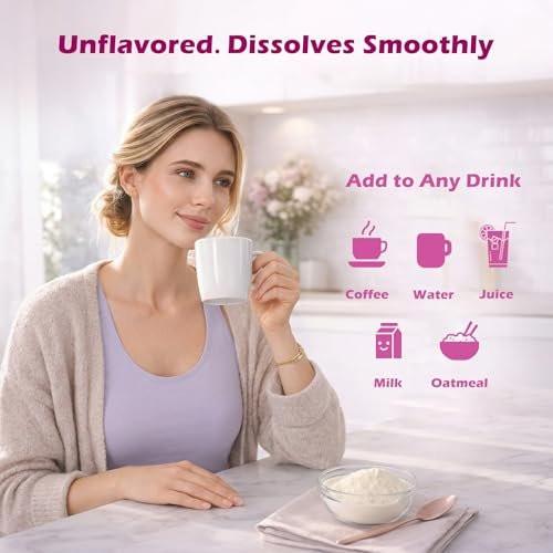 Mclovefy Multi Collagen Peptides Powder, 16 Oz (41 Servings) - Protein Supplement, Type I, II, III, V, X with Hyaluronic Acid, Vitamin C and Biotin, Unflavored, Easily Mixes in Drinks - görsel 3