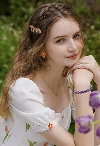 AD Beads Handmade Gemstone Stretch Elastic Bracelet Crystal Reiki Nature's Beauty and Spiritual Essence Unisex (4mm, Dream Amethyst (Third-Eye Energy))
