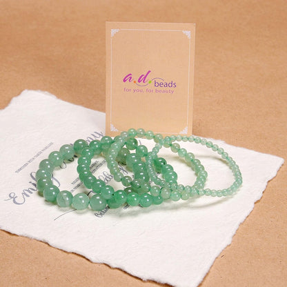 AD Beads Handmade Gemstone Stretch Elastic Bracelet Crystal Healing Reiki Nature's Beauty and Spiritual Essence Unisex (4mm, Green Aventurine (Opportunity))