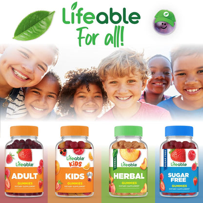 Lifeable Vitamin B12 for Kids | 1000 mcg | Great Tasting Vitamin B12 Gummies | Gluten Free, Vegan B12 Vitamins | B12 Vitamins for Energy, Mood and Nervous System Support | 90 Gummies
