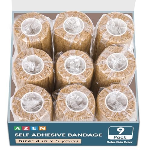 AZEN 8 Pack Self Adhesive Bandage Wrap, 4" X 5 Yards Elastic Cohesive Bandage Wrap, Skin Color Athletic Tape, Ankle Tape, Tattoo Grip Tape Wrap, Vet Wrap - görsel 7