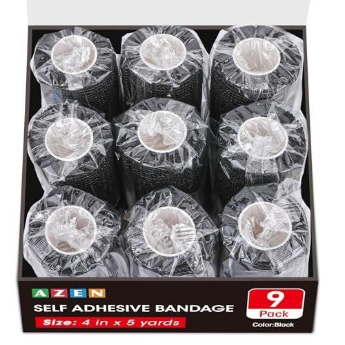 AZEN 18 Pack Self Adhesive Bandage Wrap, 4" X 5 Yards Elastic Cohesive Bandage Wrap, Black Athletic Tape, Tattoo Grip Tape Wrap, Vet Wrap, Ankle Tape - görsel 12