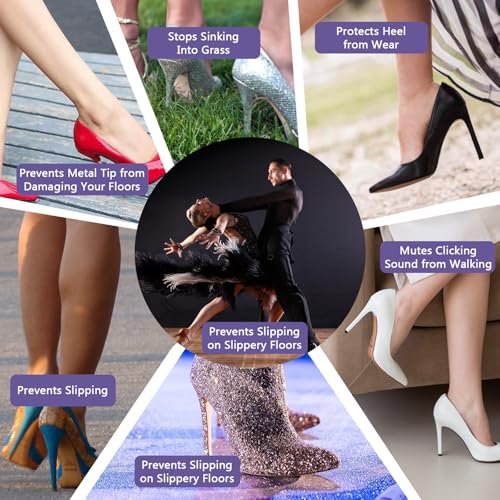 APLZGMG Heel Cap Protectors for High Heel Shoes | U Shape 4 Sizes Black 12Pairs | Anti-Slip Noise Reducing High Heel Protector Replacement, Heel Protectors Tip Covers for Stiletto and Pumps Tips - görsel 6