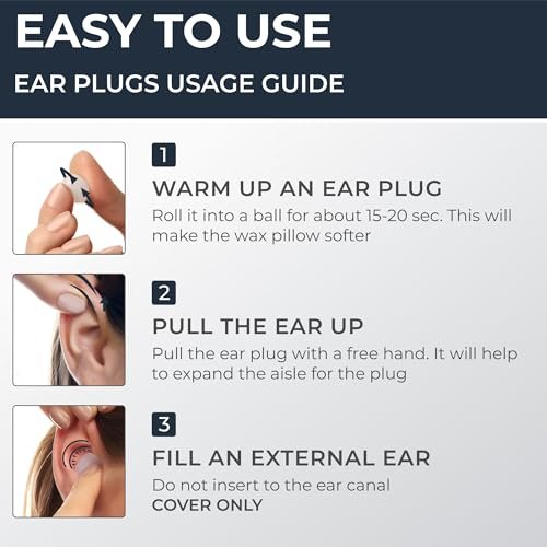 Peace&Quiet PQ Wax Ear Plugs for Sleep - 6 Silicone Wax Earplugs for Sleeping and Swimming - Gel Ear Plugs Noise Cancelling, Protect Ears While Sleeping with Sound Blocking 32 Db (6-Pillows), Mixed - görsel 16