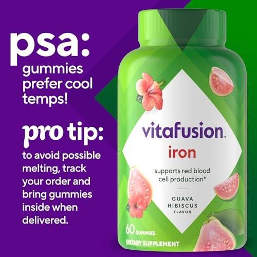 Vitafusion Iron Gummy Vitamin Supplement, Supports Red Blood Cell Production*, Guava Hibiscus Flavor, 30 Servings, 60 Count - görsel 10