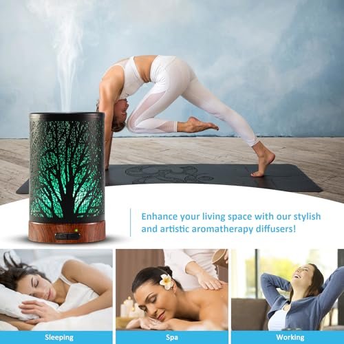 Essential Oil Diffuser - 150ML Metal Aromatherapy Diffuser for Essential Oils with 7 Colors Lights Gifts for Mom Auto Shut-Off & Ultrasonic Cool Mist Diffuser, Ambience for Home - görsel 3