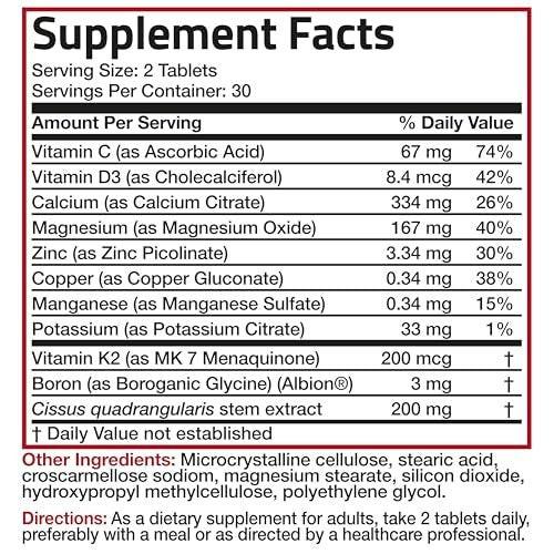 Bronson Bone Health & Strength Complex* High Potency Formula 200 MCG of Vitamin K2 as MK7, Plus Calcium, Boron, Cissus Quadrangularis, Magnesium, Vitamin D3, and More - Non-GMO, 60 Tablets - görsel 13