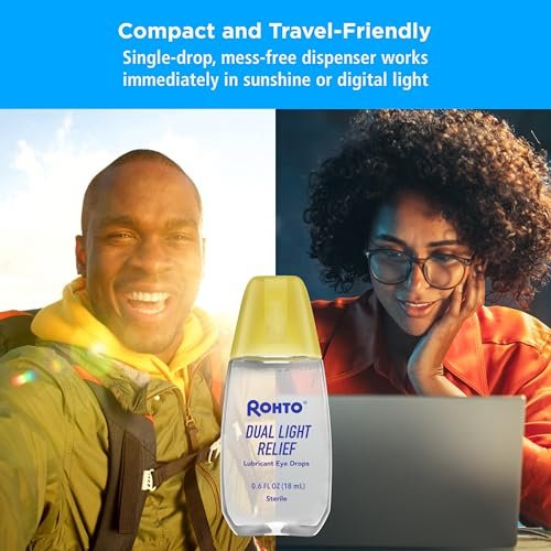 Rohto Dual Light Relief Cooling Lubricant Eye Drops, Protect Against Sun Irritation & Digital Eye Strain, Fast-Acting Relief of Dry Eyes, Grittiness, Burning & Stinging, 0.6 fl oz - görsel 10