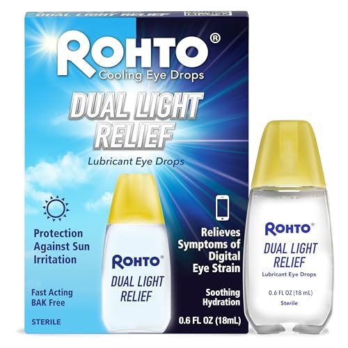 Rohto Dual Light Relief Cooling Lubricant Eye Drops, Protect Against Sun Irritation & Digital Eye Strain, Fast-Acting Relief of Dry Eyes, Grittiness, Burning & Stinging, 0.6 fl oz - görsel 2