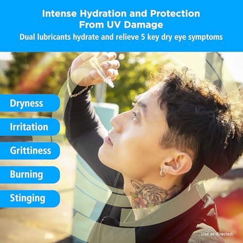 Rohto Dual Light Relief Cooling Lubricant Eye Drops, Protect Against Sun Irritation & Digital Eye Strain, Fast-Acting Relief of Dry Eyes, Grittiness, Burning & Stinging, 0.6 fl oz - görsel 6