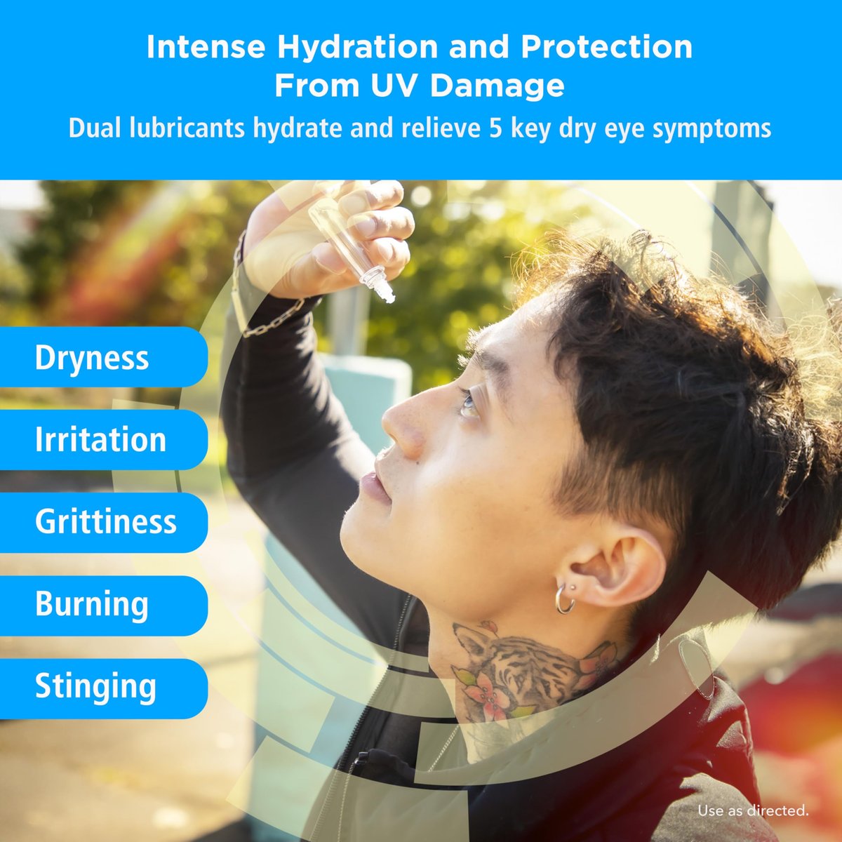 Rohto Dual Light Relief Cooling Lubricant Eye Drops, Protect Against Sun Irritation & Digital Eye Strain, Fast-Acting Relief of Dry Eyes, Grittiness, Burning & Stinging, 0.6 fl oz - görsel 5