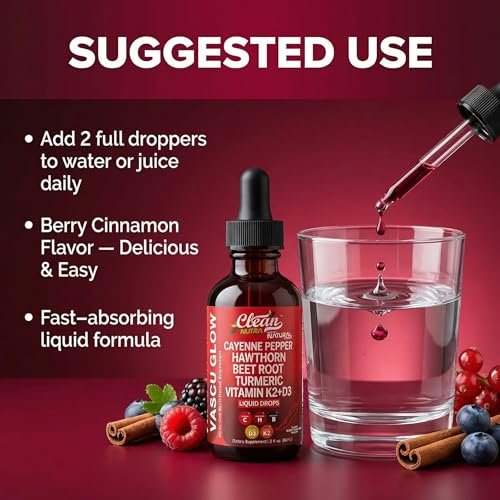 Clean Nutra Cayenne Pepper Drops Supplement Liquid + Hawthorn Berry, Vitamin D3 K2 Beet Root Powder, Ceylon Cinnamon, Turmeric Curcumin, Organic Panax Ginseng, Berberine Extract 1 Pack - görsel 12