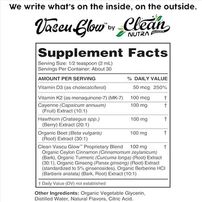 Clean Nutra Cayenne Pepper Drops Supplement Liquid + Hawthorn Berry, Vitamin D3 K2 Beet Root Powder, Ceylon Cinnamon, Turmeric Curcumin, Organic Panax Ginseng, Berberine Extract 1 Pack