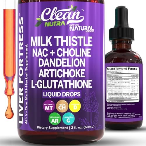 Clean Nutraceuticals Milk Thistle NAC Liver Cleanse Detox & Repair Supplement – Liquid Drops with Dandelion, Artichoke, Chanca Piedra, Choline, L-Glutathione, Burdock, Schisandra – 2 Fl Oz - görsel 1