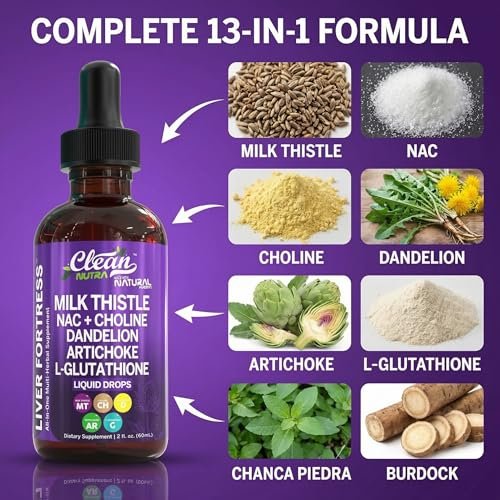 Clean Nutraceuticals Milk Thistle NAC Liver Cleanse Detox & Repair Supplement – Liquid Drops with Dandelion, Artichoke, Chanca Piedra, Choline, L-Glutathione, Burdock, Schisandra – 2 Fl Oz - görsel 7