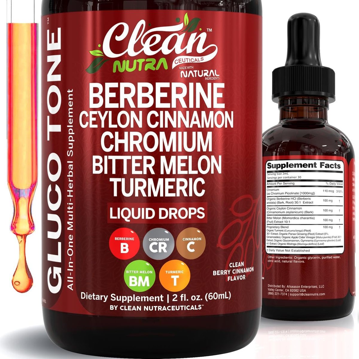 Clean Nutra Berberine with Ceylon Cinnamon – Comprehensive Blood Sugar Support: Berberine helps maintain healthy – Image 1