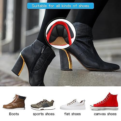 Adhesive Heel Cushion Pads for Loose Shoes, Too Big Boots, Back of Heel Grips Inserts for Women Men, Heel Guards Liners for Improving Shoe Fit, 4pcs-Black+4pcs-Black
