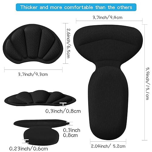 Adhesive Heel Cushion Pads for Loose Shoes, Too Big Boots, Back of Heel Grips Inserts for Women Men, Heel Guards Liners for Improving Shoe Fit, 4pcs-Black+4pcs-Black - görsel 10