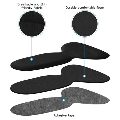 Adhesive Heel Cushion Pads for Loose Shoes, Too Big Boots, Back of Heel Grips Inserts for Women Men, Heel Guards Liners for Improving Shoe Fit, 4pcs-Black+4pcs-Black