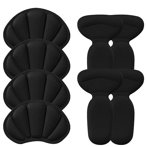Adhesive Heel Cushion Pads for Loose Shoes, Too Big Boots, Back of Heel Grips Inserts for Women Men, Heel Guards Liners for Improving Shoe Fit, 4pcs-Black+4pcs-Black - görsel 2