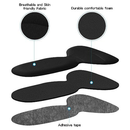 Adhesive Heel Cushion Pads for Loose Shoes, Too Big Boots, Back of Heel Grips Inserts for Women Men, Heel Guards Liners for Improving Shoe Fit, 4pcs-Black+4pcs-Black