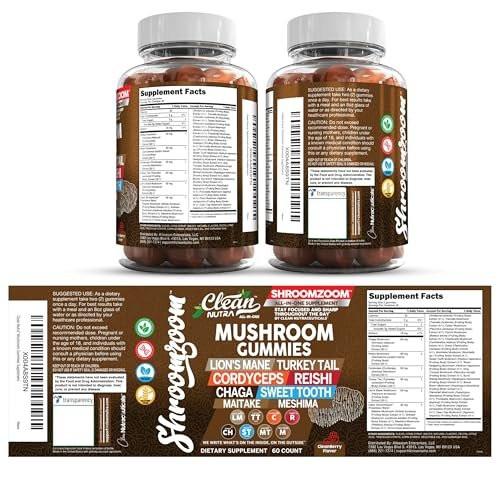 15in1 Mushroom Gummies with Lion's Mane Turkey Tail Cordyceps Reishi Chaga Sweet Toot Maitake Meshima Poria Cocos Shiitake Tremella, Oyster Agaricus Mushrooms for Men and Women Supplement - 2Pack - görsel 14