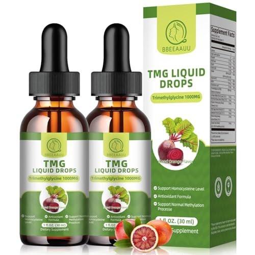 TMG Supplements 1000MG - Trimethylglycine Liquid Drops, Betaine High Absorption, Supports Methylation, Liver Wellness & Cognitive, Non-GMO, Vegan, Blood Orange Flavor, 1 Fl.Oz (2 Pack) - görsel 2