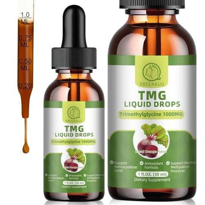 TMG Supplements 1000MG - Trimethylglycine Liquid Drops, Betaine High Absorption, Supports Methylation, Liver Wellness & Cognitive, Non-GMO, Vegan, Blood Orange Flavor, 1 Fl.Oz (2 Pack)