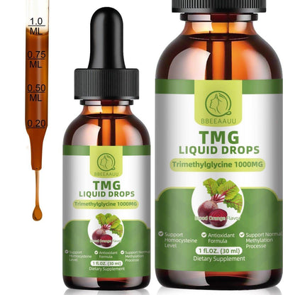 TMG Supplements 1000MG - Trimethylglycine Liquid Drops, Betaine High Absorption, Supports Methylation, Liver Wellness & Cognitive, Non-GMO, Vegan, Blood Orange Flavor, 1 Fl.Oz (2 Pack)