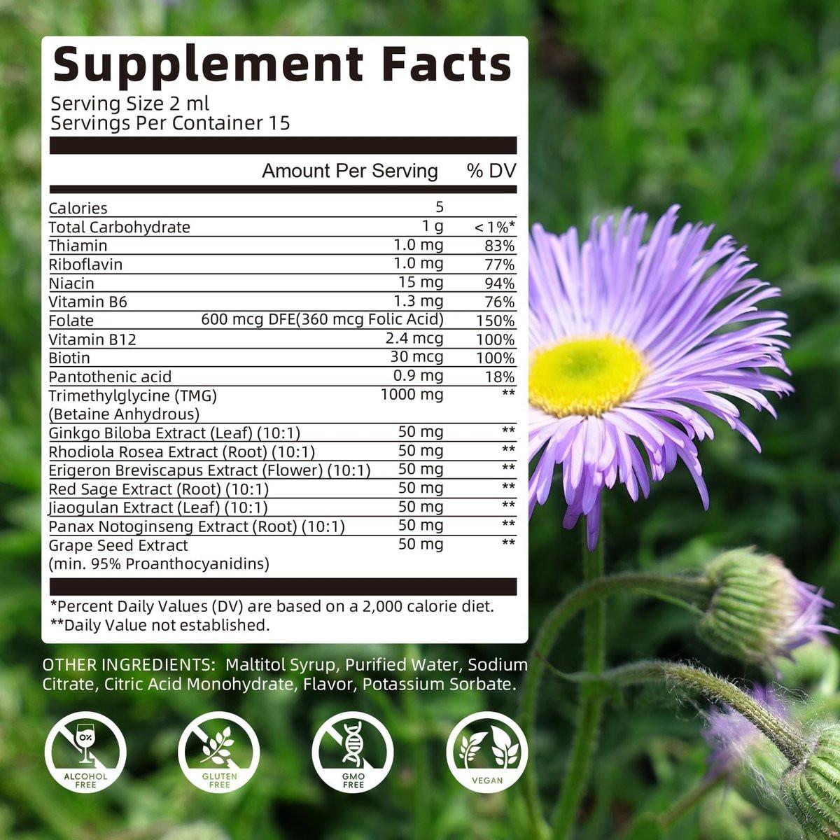 TMG Supplements 1000MG - Trimethylglycine Liquid Drops, Betaine High Absorption, Supports Methylation, Liver Wellness & Cognitive, Non-GMO, Vegan, Blood Orange Flavor, 1 Fl.Oz (2 Pack) - görsel 13